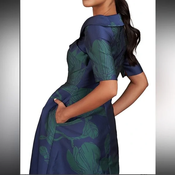 Kay Unger Blue and Green Floral Dress - Picture 5 of 6